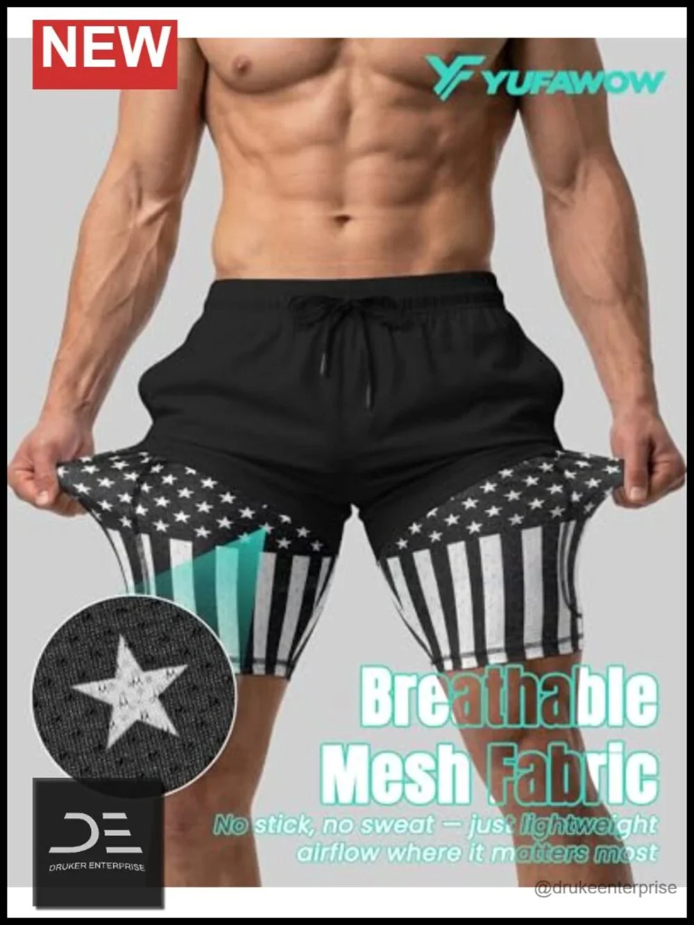 Men's 9-Inch Swim Trunks with Quick-Dry Fabric & Compression Liner
